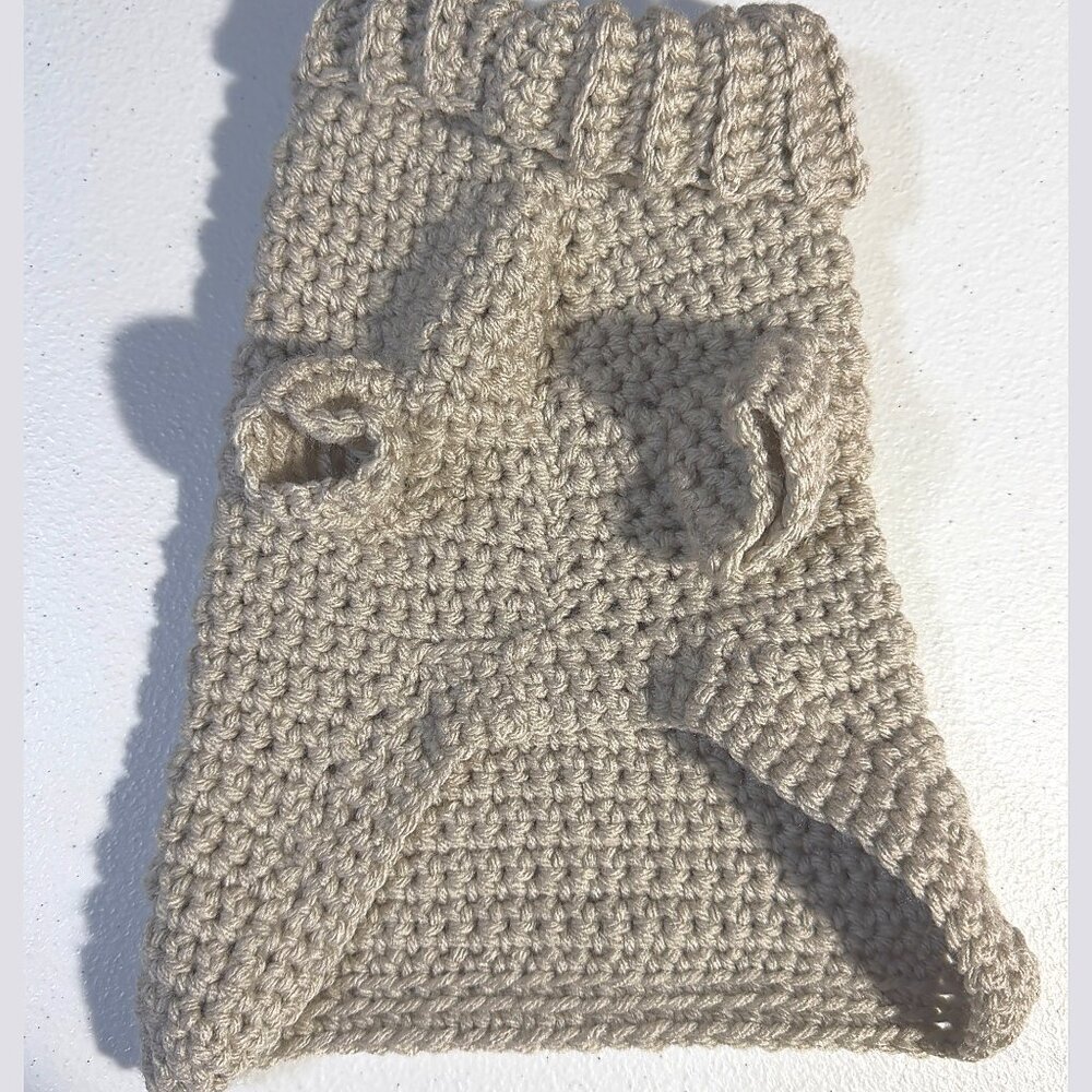 Crochet Dog Sweater Coat | Ribbed Turtleneck | Handmade Warm Pet Outfit - Picture 3 of 3